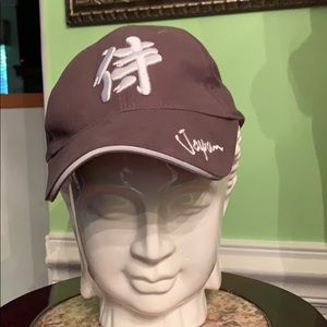 Adjustable gray and white baseball cap